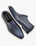 chaussure VAN BOMMEL FLORIS à lacets à imprimé métallique bleu