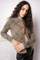 CARDIGAN PINKO À CARREAUX EN MOHAIR