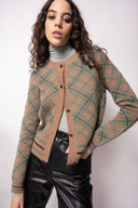CARDIGAN PINKO À CARREAUX EN MOHAIR