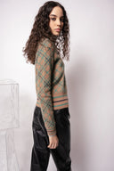 CARDIGAN PINKO À CARREAUX EN MOHAIR