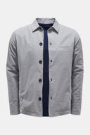 Seersucker Overshirt' with grey-blue and white stripes a trip in a bag