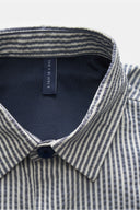 Seersucker Overshirt' with grey-blue and white stripes a trip in a bag