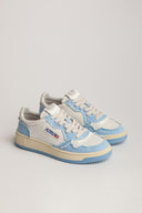 BASKET AUTRY MEDALIST LOW CUIR TISSUS BLANC BLEU CIEL