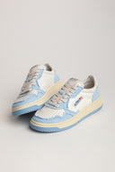 BASKET AUTRY MEDALIST LOW CUIR TISSUS BLANC BLEU CIEL