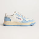 BASKET AUTRY MEDALIST LOW CUIR TISSUS BLANC BLEU CIEL