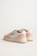 BASKET AUTRY MEDALIST LOW CUIR BLANC TISSUS ROSE