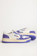 BASKET AUTRY MEDALIST LOW CUIR BLANC ET TISSUS VIOLET