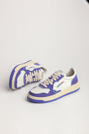 BASKET AUTRY MEDALIST LOW CUIR BLANC ET TISSUS VIOLET