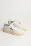 BASKET AUTRY MEDALIST LOW CUIR BLANC TURQUOISE