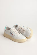 BASKET AUTRY MEDALIST LOW CUIR BLANC TURQUOISE