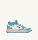BASKET AUTRY MID CUIR BLANC BLEU