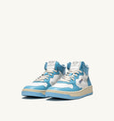 BASKET AUTRY MID CUIR BLANC BLEU