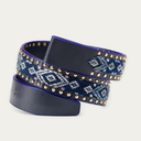 ceinture CLARIS VIROT Cuir Sumba Clous Navy