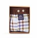 boxer MC ALSON Vichy marron, khaki, ciel & mauve