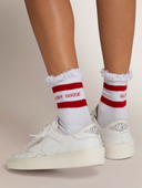 chaussette GOLDEN GOOSE Cotton socks with distressed finishes, red stripes and Golden Goose logo