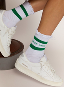 chaussette GOLDEN GOOSE Chaussettes en coton à l’effet usé, rayures vertes et logo
