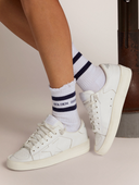 chaussette GOLDEN GOOSE Chaussettes en coton à l’effet usé, rayures bleu marine et logo