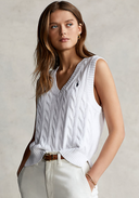 pull Ralph Lauren torsadé sans manches en coton