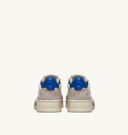 sneakers Autry MEDALIST LOW EN CUIR ET SUEDE BLANC BLEU CIEL