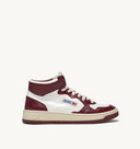 BASKET AUTRY MEDALIST MID CUIR BLANC BORDEAUX