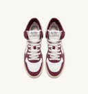BASKET AUTRY MEDALIST MID CUIR BLANC BORDEAUX