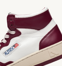 BASKET AUTRY MEDALIST MID CUIR BLANC BORDEAUX