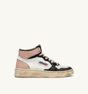 sneakers Autry SUPER VINTAGE SNEAKERS MEDALIST MID IEN CUIR BLANC NOIR ROSE