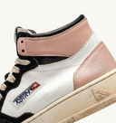 sneakers Autry SUPER VINTAGE SNEAKERS MEDALIST MID IEN CUIR BLANC NOIR ROSE