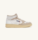 BASKET AUTRY MEDALIST MID CUIR ET SUEDE BLANC