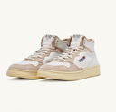 BASKET AUTRY MEDALIST MID CUIR ET SUEDE BLANC