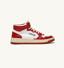 sneakers AutryMEDALIST MID EN CUIR BLANC ROUGE Dame