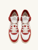 sneakers AutryMEDALIST MID EN CUIR BLANC ROUGE Dame