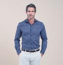 chemise R2 en coton bleu imprimé lampes