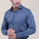 chemise R2 en coton bleu imprimé lampes