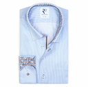 chemise R2  en coton 2 fils bleu clair à rayures