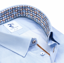 chemise R2  en coton 2 fils bleu clair à rayures
