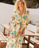 ROBE JANIE EN SERGÉ DE SOIE IMPRIMÉ - PE23 - CRÈME/CERISE Momoni