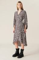 ROBE GANNI PRINTED CREPE WRAP DRESS