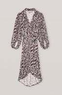 ROBE GANNI PRINTED CREPE WRAP DRESS