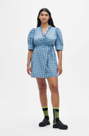 robe Ganni SEERSUCKER WRAP MINI DRESS