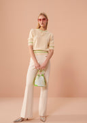 pantalon Tara Jarmon Perlita écru en toile double