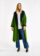 manteaux ESSENTIEL green and navy blue wool-blend coat