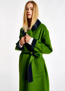manteaux ESSENTIEL green and navy blue wool-blend coat
