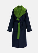 manteaux ESSENTIEL green and navy blue wool-blend coat