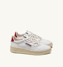 BASKET AUTRY MEDALIST LOW CUIR BLANC ET ROUGE