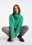 pull Essentiel à col roulé en mohair mélangé sarcelle