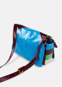 sac Essentiel à bandoulière luisant à rayures bleu, vert et marron