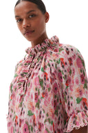 mini-robe à volants en georgette plissée Ganni