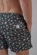 balneaires Fedeli Our swim trunk Madeira - Aloha pattern KAKI