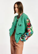 cardigan Essentiel sans manches en mohair mélangé sarcelle